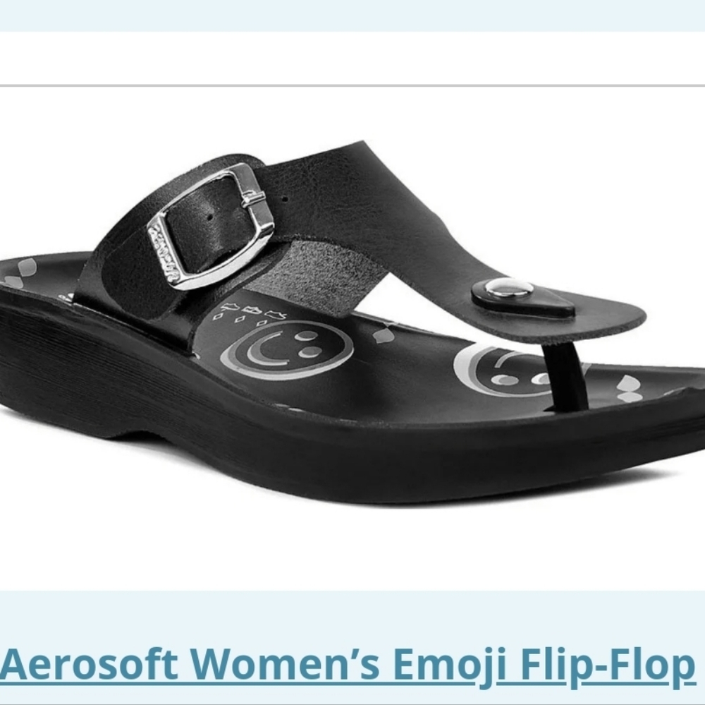 AEROSOFT Emoji Flip flop sandals EUC